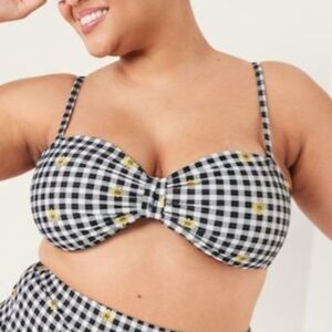 Knotted daisy Bandeau 4XL Bikini Swim Suite Top Blue White checkers New OldNavy
